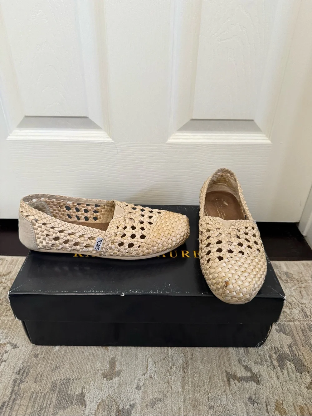 Toms Natural Beige Woven Espadrille Slip-Ons - Women